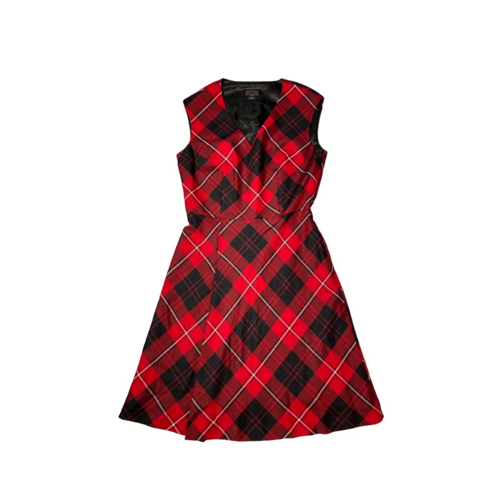 Vintage Pendleton Red Christmas Plaid A Line Wool Dress Size 4 Made in USA